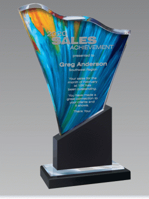 Blue Acrylic Twist Award