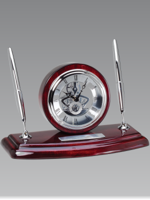 Silver Desk Set With Clock