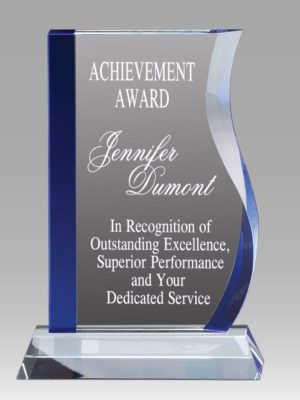 Blue Rippled Crystal Award