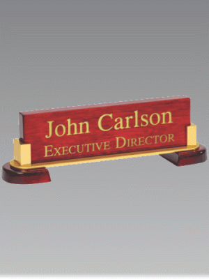 Rosewood and Gold Nameplate