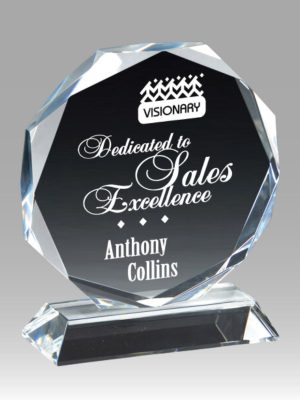 Beveled Crystal Octagon Award