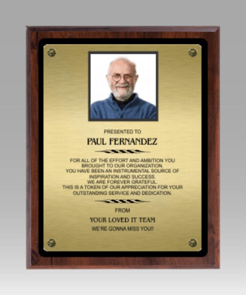 Retirement plaque customized engraving and set up fees are free 