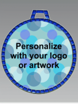 2.5" Blue Gem Insert Medal