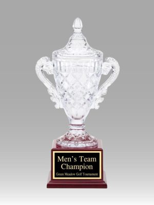 Crystal Vase On Rose Wood Base