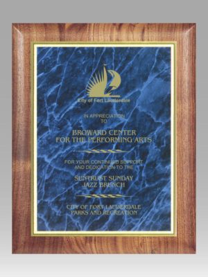 Walnut Round Edge Plaque Blue