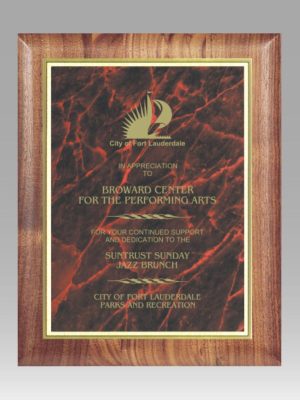 Walnut Round Edged Plaque Red