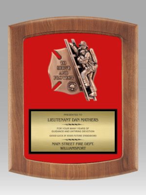 Walnut Fireman Plaque