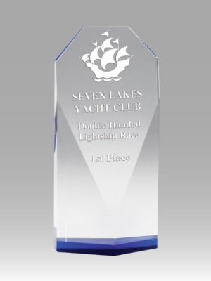 Diamond Face Blue Crystal Award