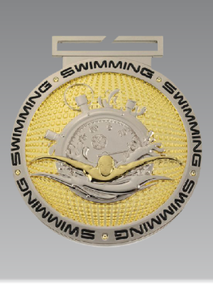 Deluxe Dual Plated Swimming Medal