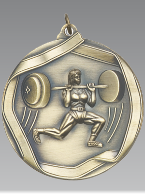 Female Weightlifter Ribbon Medal