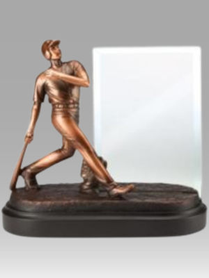 Baseball Statue With Engraved Glass