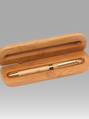 Engraved Bamboo Pen & Case