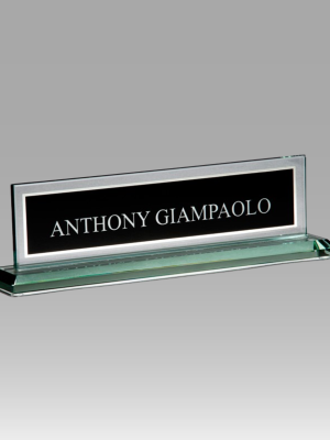 Large Glass Name Desk Stand