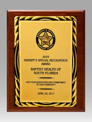 Cherry Walnut Golden Swirl Plaque